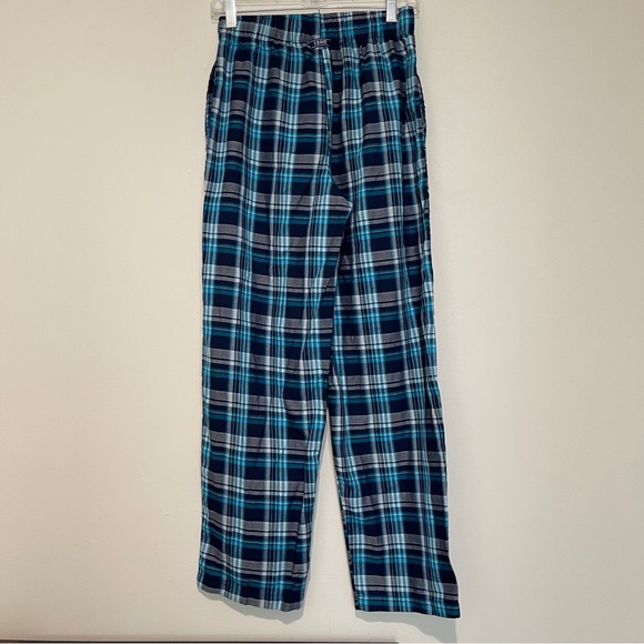 Izod Men's Blue Plaid Lounge Pants with Drawstring, small - Picture 2 of 5